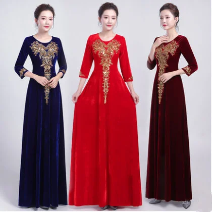 2019 Women Autumn Winter High Quality Casual Vintage Velvet Bodycon Long Dresses Femme Elegant V-Neck Slim Party Robe Dress