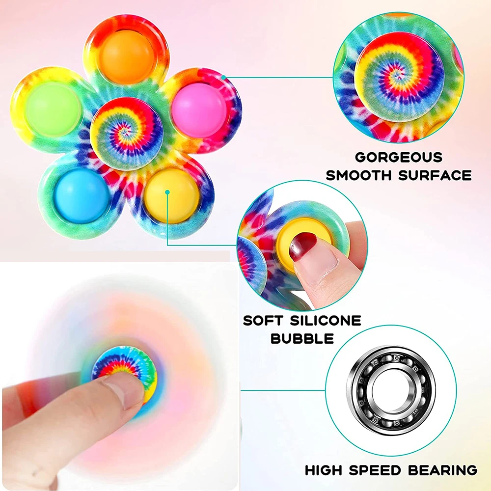 Đơn Giản Vết Lõm Fidget Spinner Đồ Chơi Giáo Dục Sớm Fidget Đồ Chơi Đính Nơ-THUỐC NHUỘM Popper Pop Bubble Spinner Bộ Cho Trẻ Em 3 Cánh antiestres