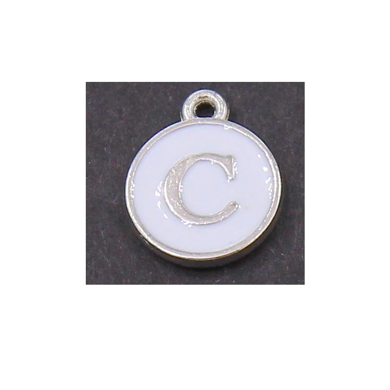 50pcs12*15mm 26 Pcs White Letter charms pendants for necklace Enamel alphabets accessories jewelry letter charms Accessories