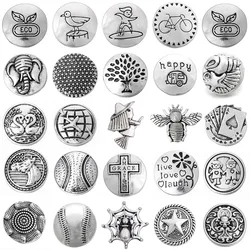 6pcs/lot New Snap Jewelry Round Metal Heart Ball Believe Happy 18mm Snap Buttons Fit Snap Bracelet Mother's Day Gift