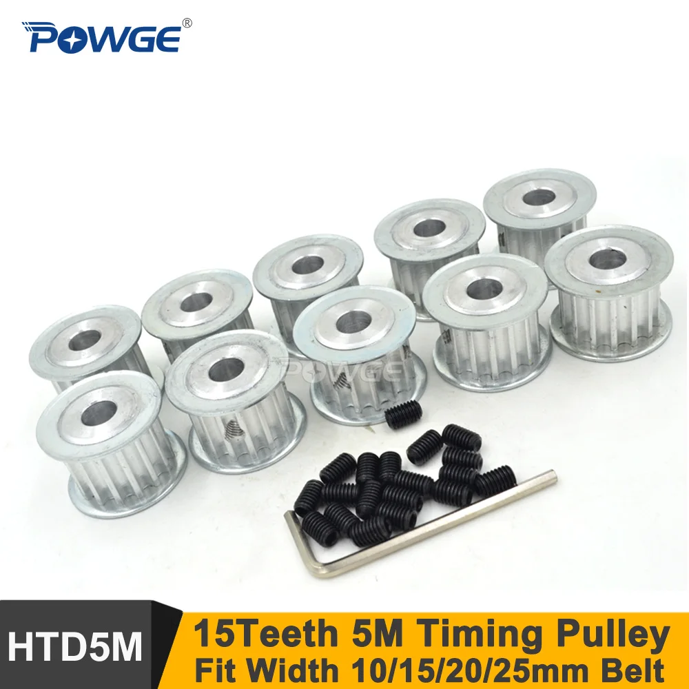 

POWGE 15 Teeth 5M Synchronous Pulley Bore 5/6/6.35/8/10mm Fit W=10/15/20/25mm 5M Timing Belt 15T 15Teeth HTD 5M Timing Pulley AF