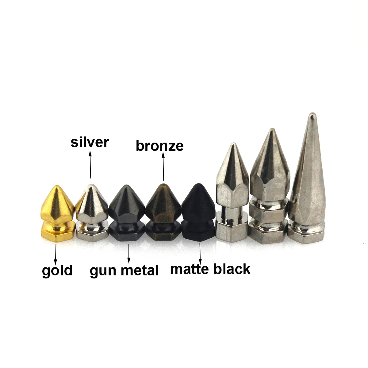 10pcs Solid Metal Screwback Cone Studs Bullet Spikes Punk Rivets for Leather Craft Bag Garmet Shoes Decor Pet Collar Anti-bite