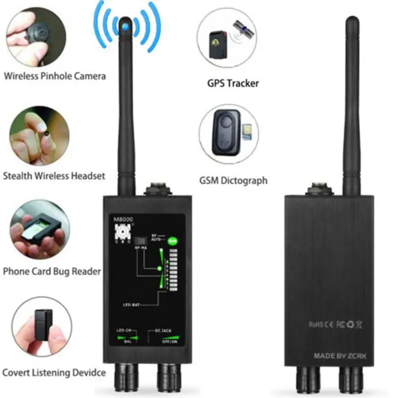 Detector de señal automático M8000, señal RF inalámbrica, detecta Cámara Candid antiespía, GSM, buscador de escaneo GPS, escáner de antena magnética