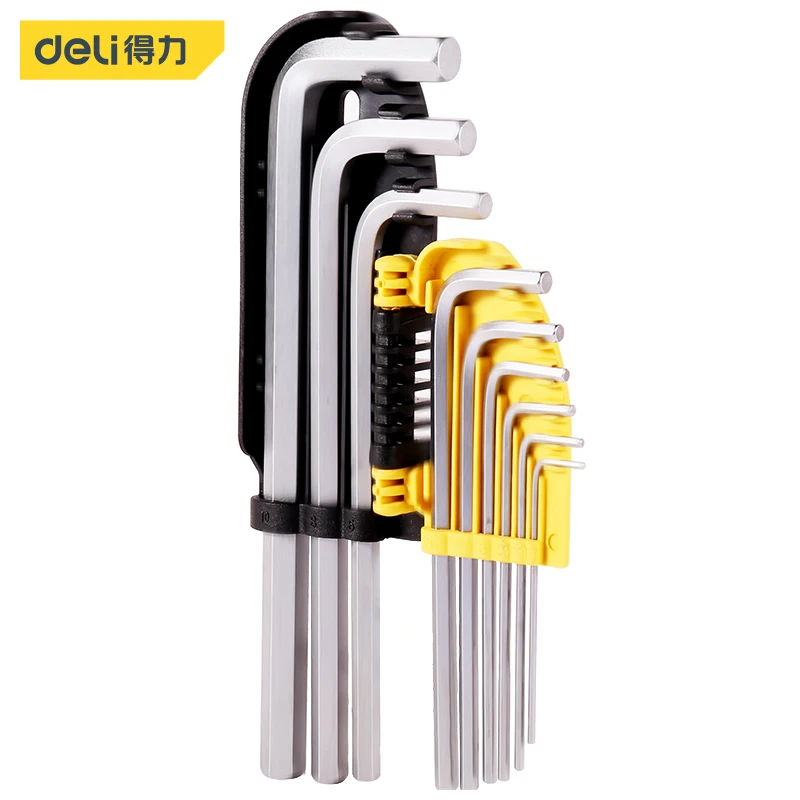 

deli L-Type Double-End Hex Set Spanner Allen Key Hexagon Flat Head Wrench Key Repair Hand Tools Set For Bicycle Motorcycle Car