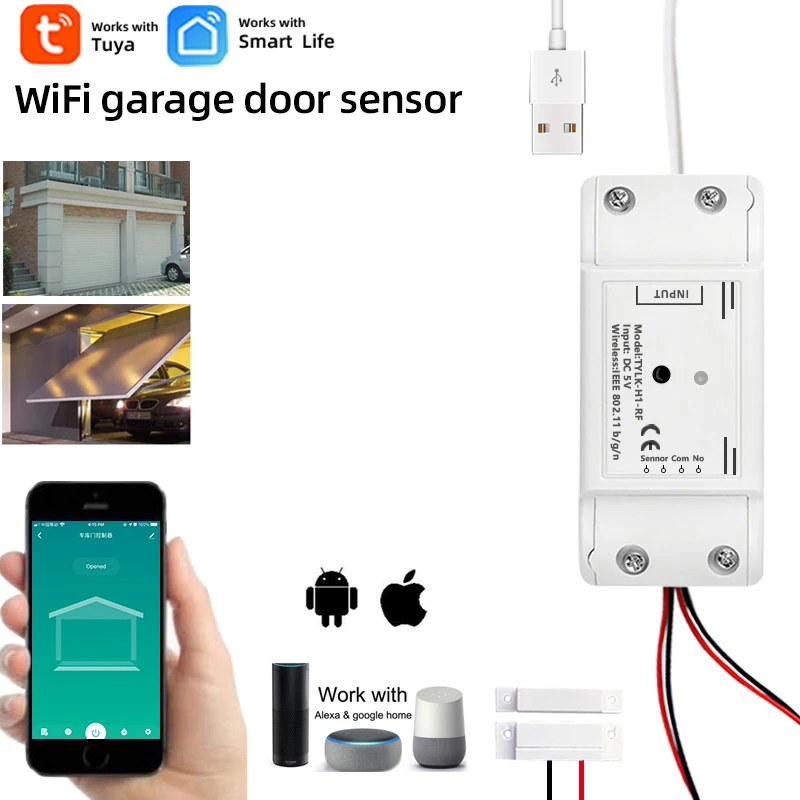 

Smart WIFI Garage Door Opener Rolling shutter Garden door Controller,Alexa Echo Google assistant,Tuya/Smart life DC5V