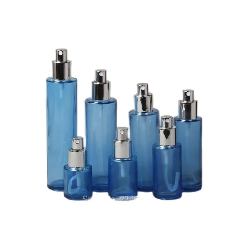

10Pcs/Lot Superior Arcylic Cosmetic Cream Jars, Blue Glass Empty Lotion Bottle, Liquid Spray Vial Bottle, Toner Packing Bottle