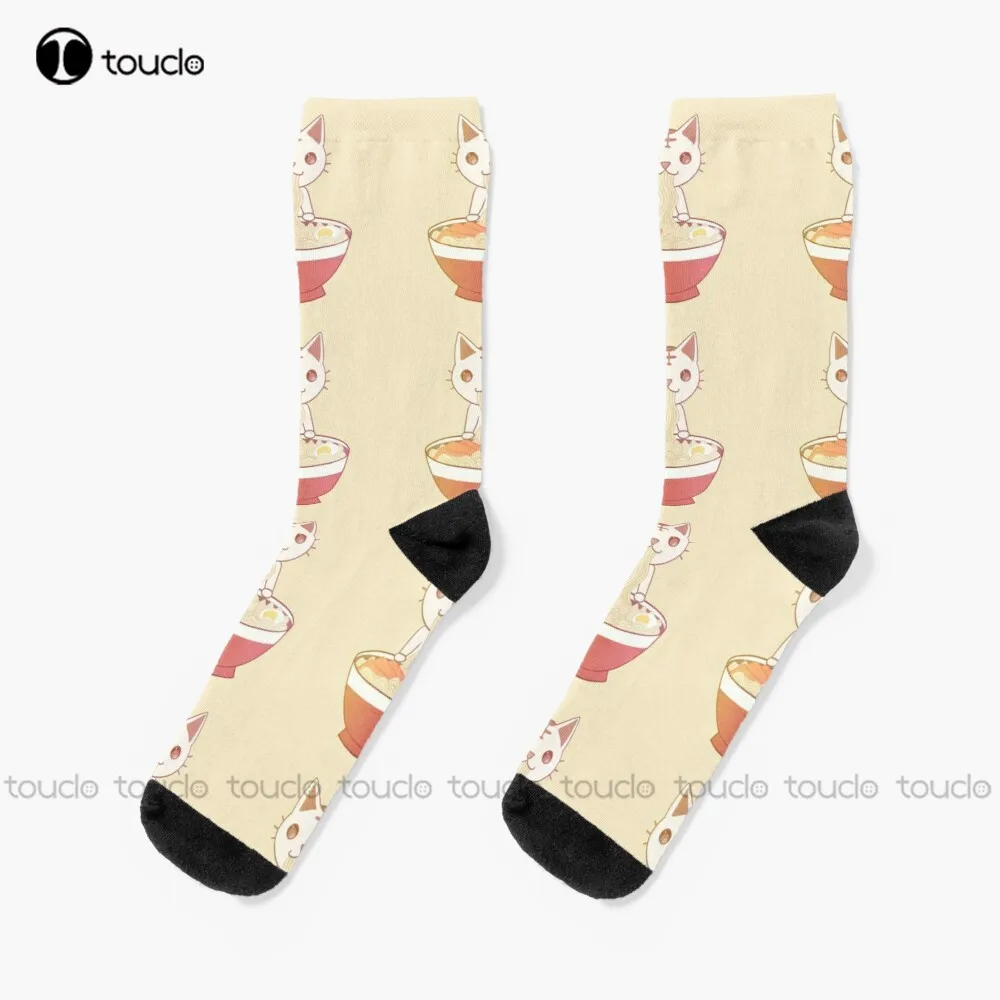 

Ramen Kitty Socks Boy Socks Personalized Custom Unisex Adult Teen Youth Socks 360° Digital Print Christmas Gift Hd High Quality