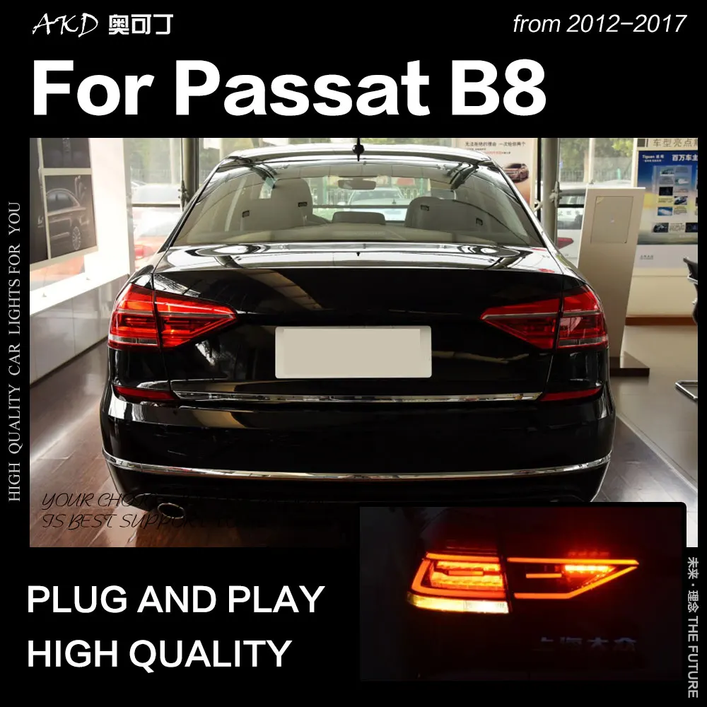 

Автомобильный Стайлинг AKD для VW Passat B8, задний фонарь 2017-2018, американская версия, светодиодная задняя лампа DRL, галогенный сигнал, тормоз, задний фонарь, автомобильные аксессуары