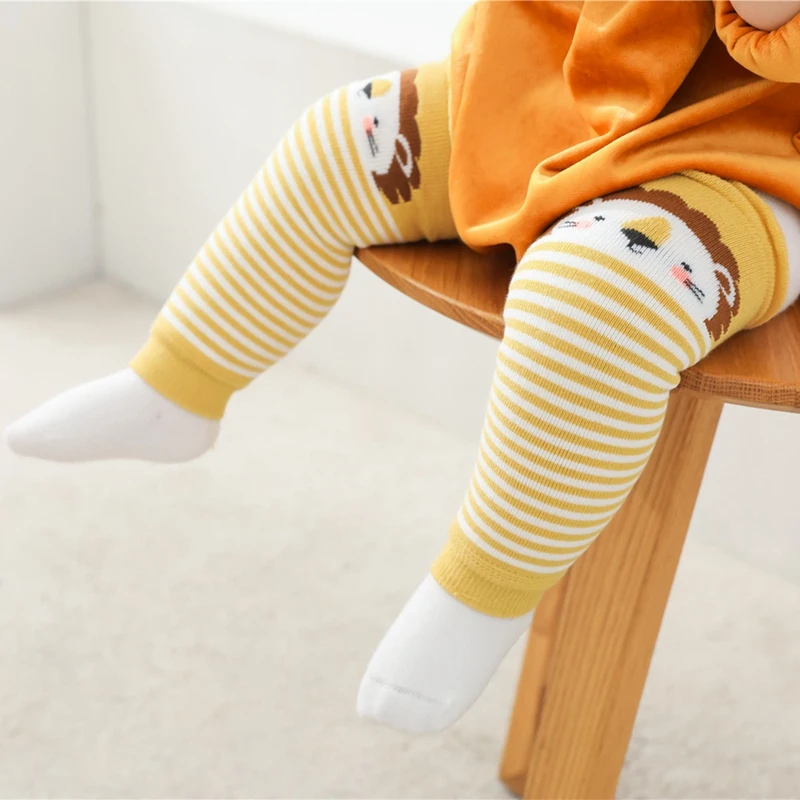 Baby Leg Warmers for Girls Cartoon Cotton Socks Children Striped Hose Crawling Knee Pads Knitted Leggings Winter Soft Sock