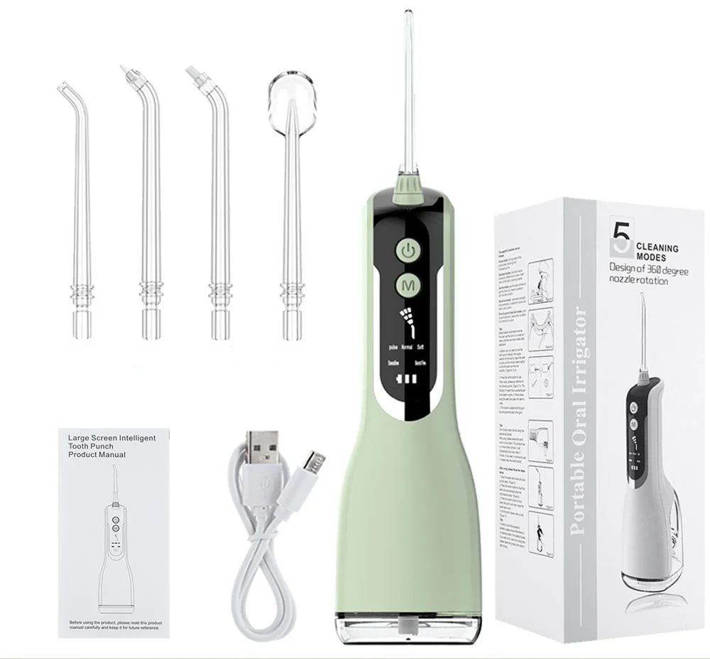 Irrigateur buccal, Jet d'eau dentaire Portable, Rechargeable par USB, 5 Modes d'affichage intelligent, étanche, nettoyeur de dents