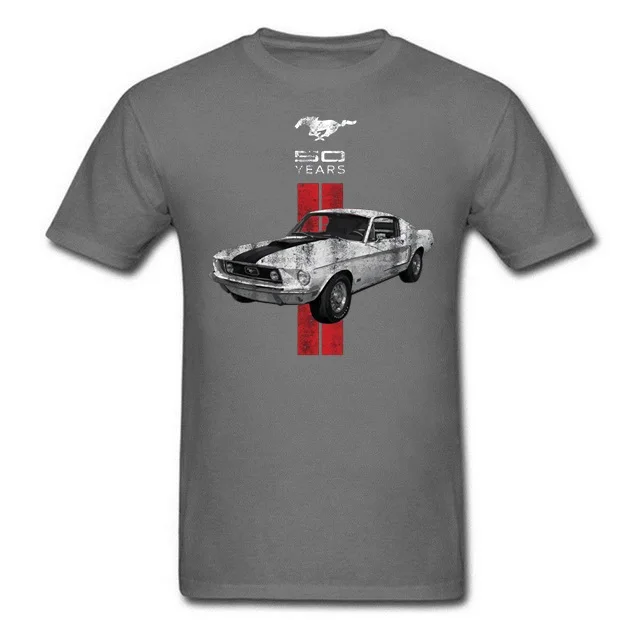 Youth T-Shirt Ford Mustang Mens Tshirt Sturdy Muscle Male Fit T Shirt Mustang 50 Years Classic Car Logo Tee Jumbo Size Topshirts