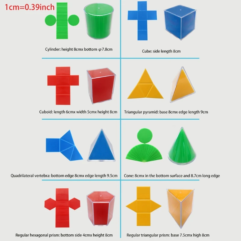 8 قطعة هندسية نموذج تفكيك مكعب اسطوانة مخروط لعبة الرياضيات الموارد التعلم