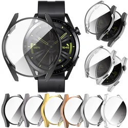 Full Coverage Protective Cover For Huawei Watch GT 3 46mm 42mm Plating TPU Case Protector Frame Shell For Huawei GT 2 Pro / GT2