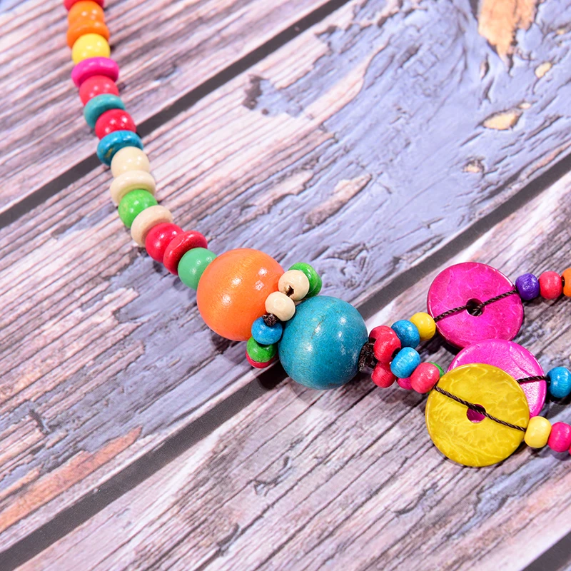 UDDEIN Multi Layer Handmade Wood Long Necklace For Women Big Flower Collar Colorful Beads Jewelry Bohemain Necklace & Pendant