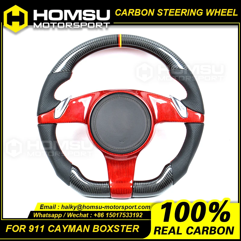 Custom alcantar carbon fiber steering wheel For porsche 2009-2014 911 cayman boxster racing wheel convertible