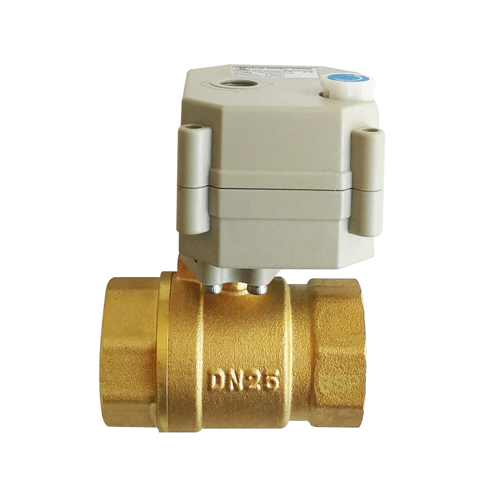 12V 24V 9V Motorized Ball Valve Brass DN25 Metal Gear 1 Inch TF25-B2 Series 3/7 Wires 2 Way DN25 Electric Shut Off Valves