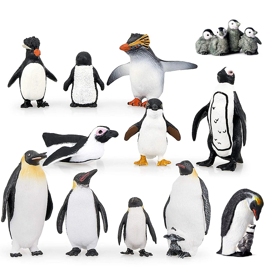 Realistic Penguin Model Figurines,Different Varieties of Penguin Animal Figures,Easter Eggs Cake Toppers Christmas Birthday Gift