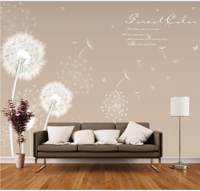 

xuesu Custom 8d photo wall nordic hand-painted fresh dandelion background wall 3d wallpaper mural wall covering