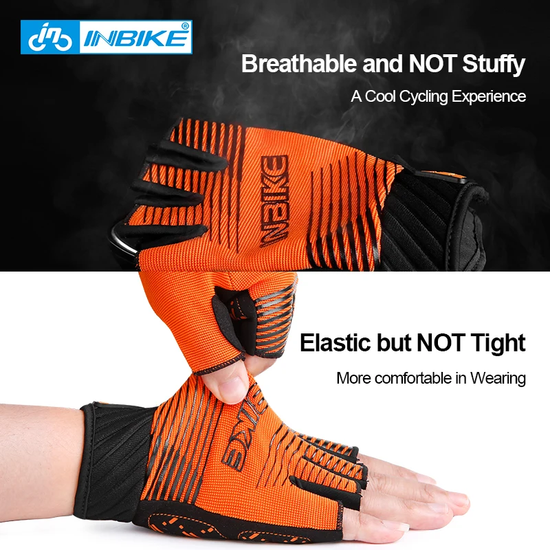 INBIKE Half Finger Cycling Gloves Summer Shockproof Mountain Road Gloves Bicycle MTB Bike Glove for Cycling Palm Pad Accessories