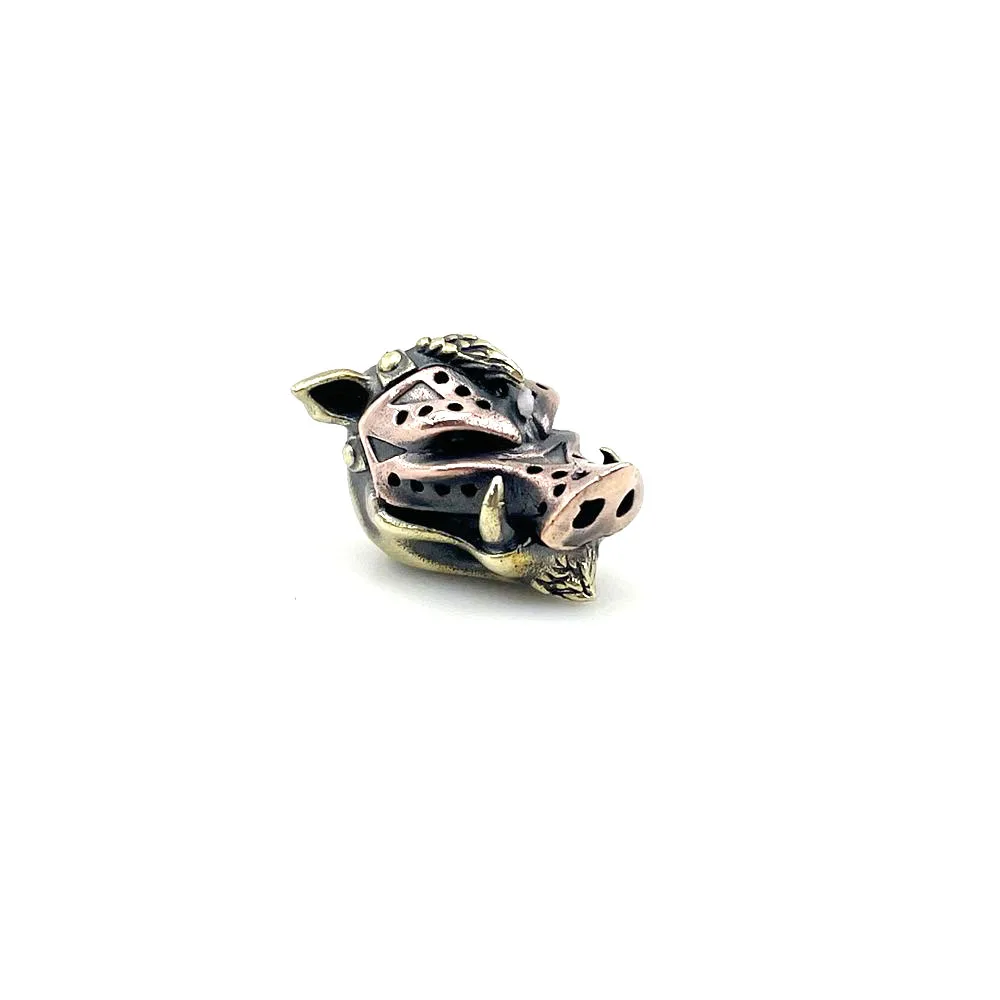 Pig Head Knife Beads EDC Wear Paracord Tools Brass Copper Lanyard Pendants Animal Style Key Rings Zipper DIY Accessories