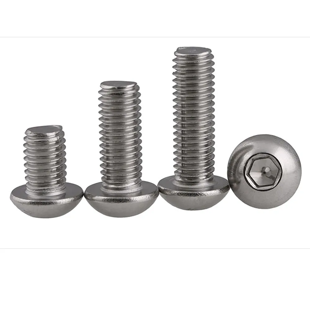 M3 3mm A2 304 Stainless Steel Button Head Hex Bolt Screw Round / Pan M3x6/m3x8/m3x10/m3x12/m3x16/m3x20