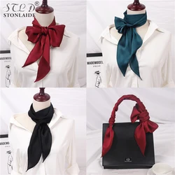 HOT Pure Korean Small Neckerchief For Women Versatile Bag Ribbon belt Hair Band Fashion Imitation Silk Ladies Scarves 13CMX138CM