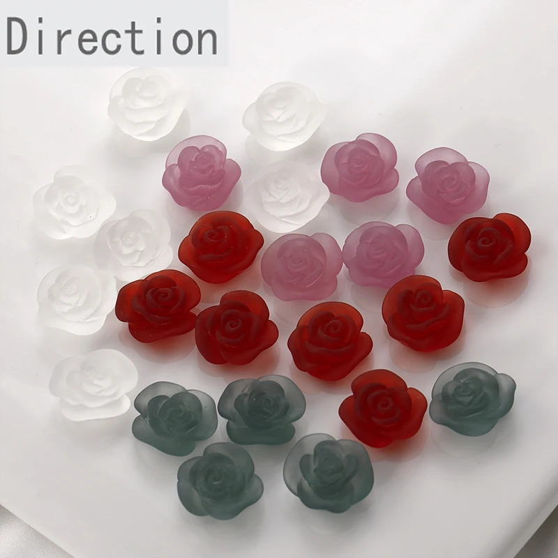 Transparent matte rose flower camellia bud flower resin patch diy earrings hair accessories accessories materials