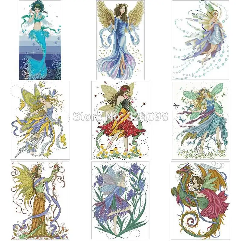 Angels and fairies patterns Counted Cross Stitch 11CT 14CT 18CT DIY Chinese Cross Stitch Kits Embroidery Needlework Sets