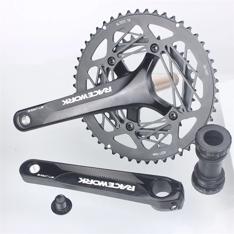 

110BCD Road Bike Crankset Hollow Double Sprockets 170mm Bike Crank 53-39T 50-34T Chainring With Bottom Bracket For 10 11 Speed