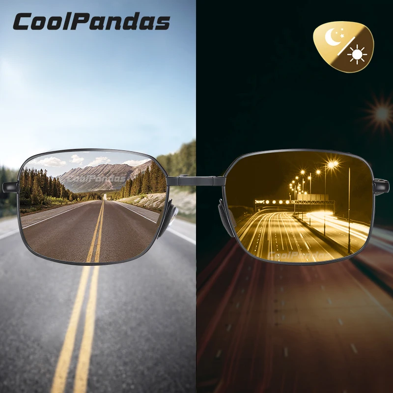 CoolPandas Top Quality Alloy Fold Photochromic Sunglasses Polarized Men Folding Sun Glasses for Women Anti-Glare zonnebril heren