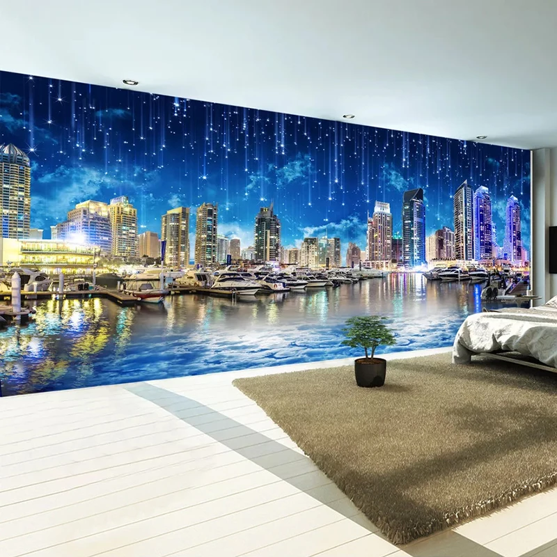 Custom Mural Non-woven Wallpaper City Night View 3D Photo Wall Painting Wall Papers Home Decor Living Room Bedroom Background