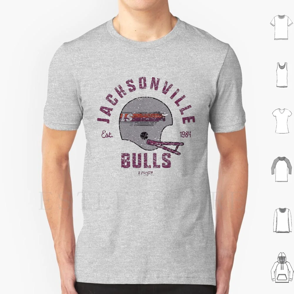 Defunct Series : Jacksonville Bulls T Shirt DIY Big Size 100% Cotton Football Jacksonville Bull Bulls Usfl Florida Defunct 1983