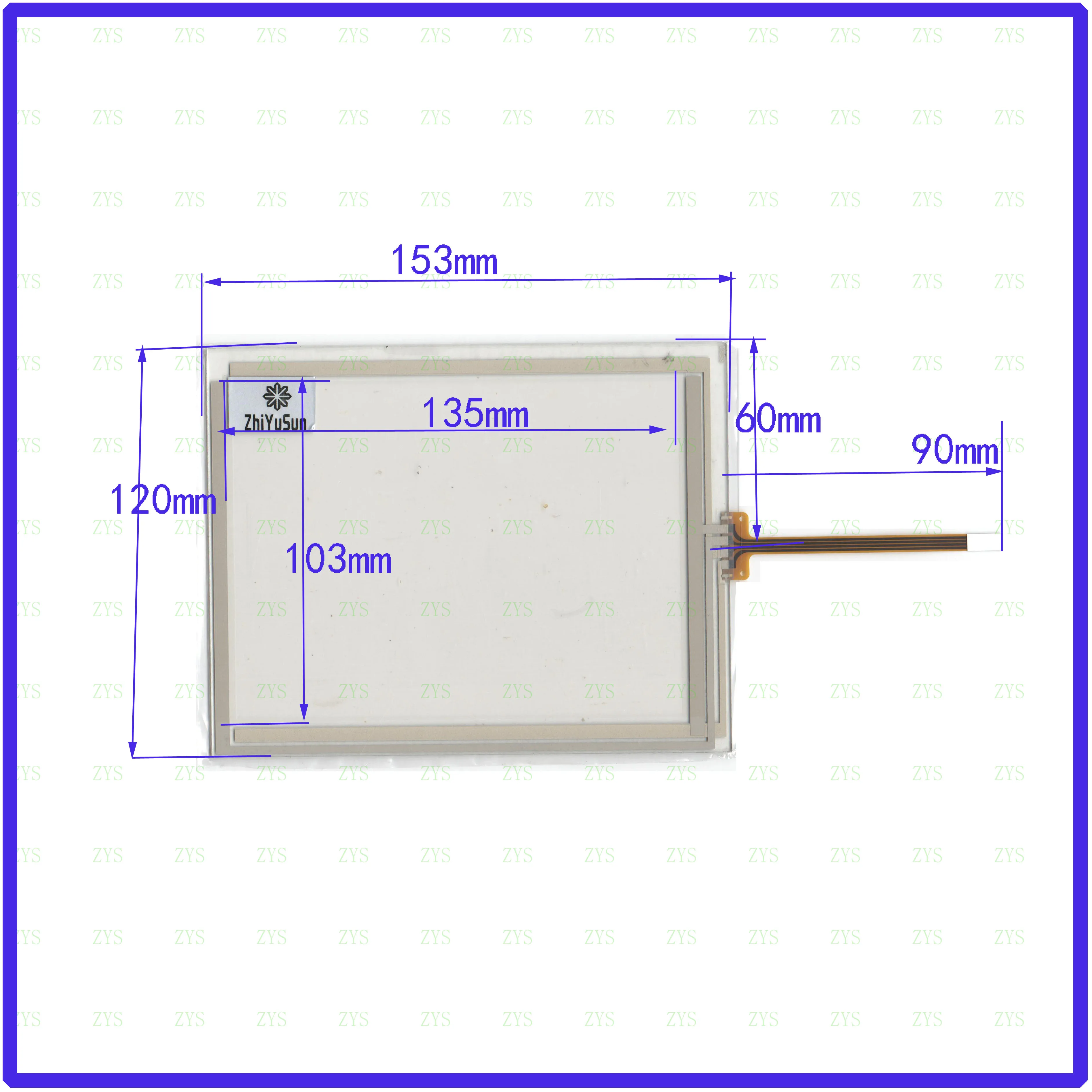 

ZhiYuSun 6580 153mm*120mm 6.4inch 4-wire resistive touch panel for Car DVD, 153*120 Navigator screen glass