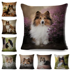 Shetland Sheepdog Cute Pet Animal Dog Printed Pillowcase Decor Cushion Cover for Sofa Home Car Polyester Pillow Case 45*45cm