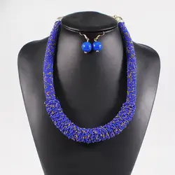 Indian Jewelry Sets Handmade Resin Beads For women Statement Necklace And Earring Set Party Wedding Accessories UKEN