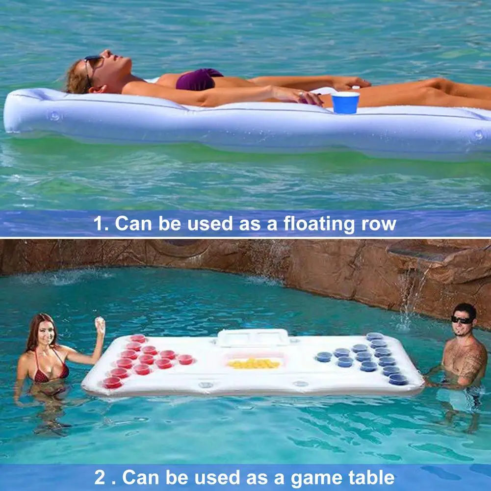 Beer Table Inflatable Floating Drainage Table Tennis Game Table Inflatable 28 Cup Hole Floating Row Swimming Pool Accessories