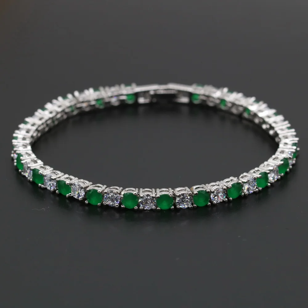 New Fashion Silver Color Bracelet For Women Superior Blue Zirconia  Adjustable Link Chain Bracelet Length 19cm