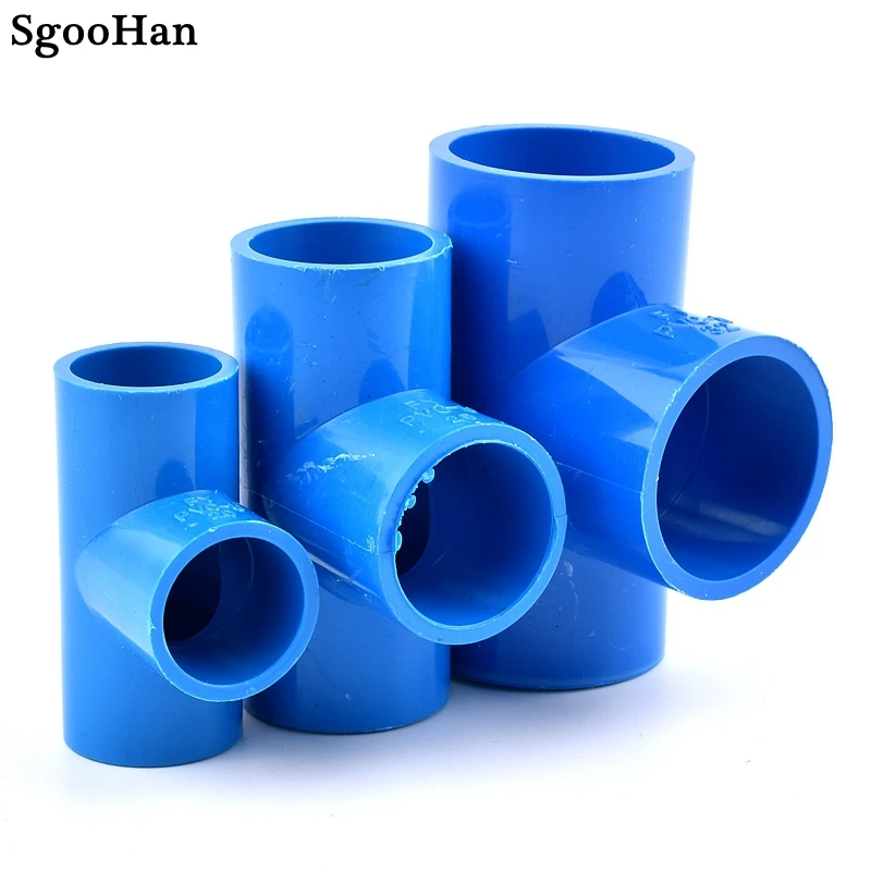 2~20pcs I.D. 20~63mm Blue PVC Pipe Tee Connector Home Garden Irrigation Aquarium Fish Tank Tube Watering Adapter Fittings Joint