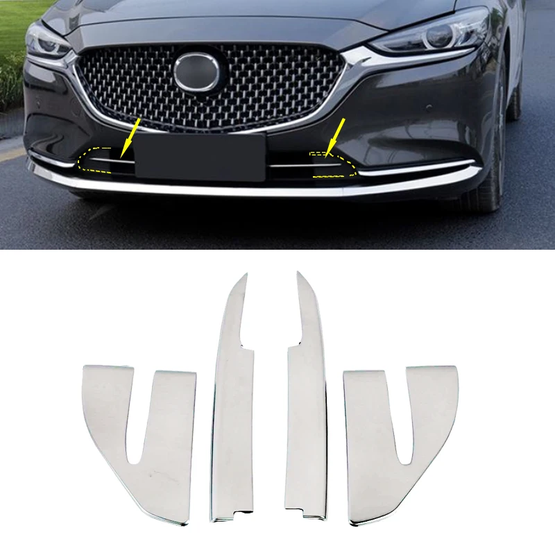 For Mazda 6 Mazda6 Atenza 2019 2020 Car Cover Bumper Engine stainless steel Trims Front Bottom Grid Grill Grille Hoods Edge 3pcs