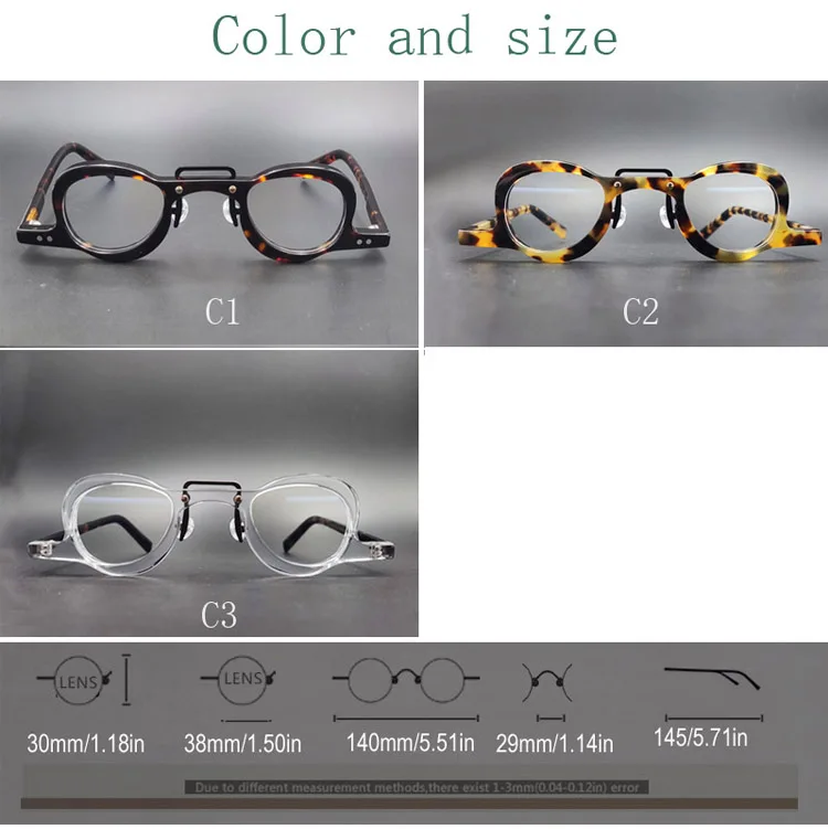 Vintage Blaulichtfilter Ovale Handgefertigte Acetat-Brille Herren Retro-Brillengestell Damen Myopie Optische Korrektur-Lesebrille – Detail 1