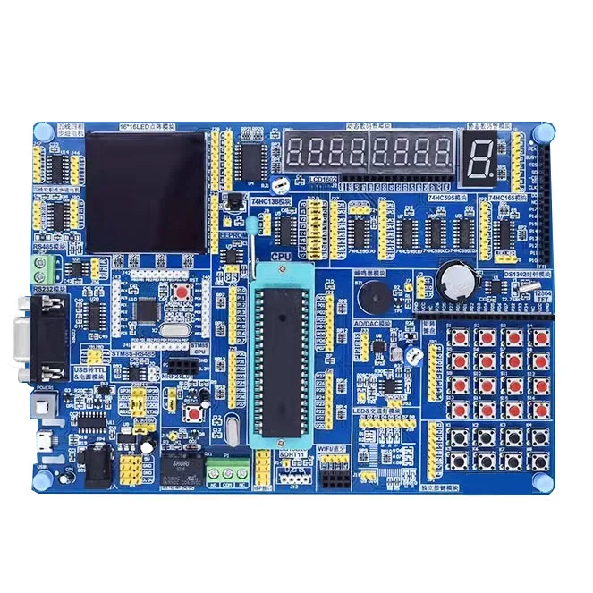 51 MCU Development Board STC89C516 + STM8S105C Dual Core AVR Learning Board + Touchable Color LCD + Motor + AD DA + 51 Simulator