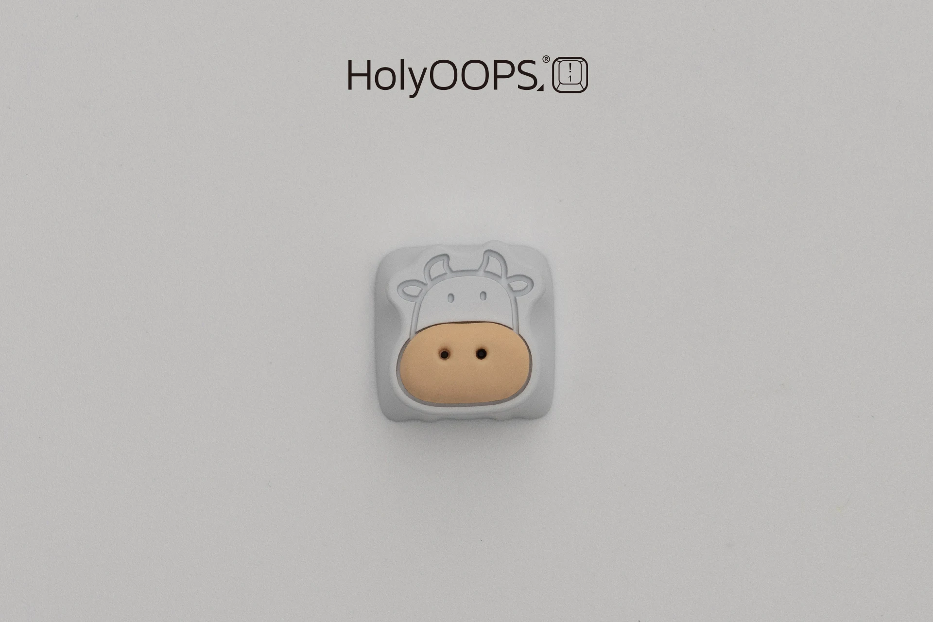 Holyoops Cute Cows Artisan Keycap CNC anodized aluminum Compatible Cherry MX switches Back lit White Brown Pink