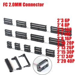 10pcs 2mm 2.0mm Pitch FC 6/8/10/12/14/16/18/20/24/26/30/34/40/44/50 Pin IDC Female Header Socket Connector For 1.0mm Flat Cable