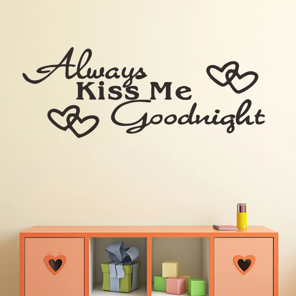 Always Kiss Me Goodnight Wall Stickers Home Decor For Kid's Room Refrigerator Door Art Poster Peel & Stick Waterpoof Wallpaper