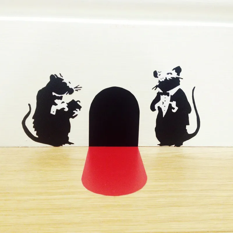 Banksy Waiter Rats Wall Art Sticker with Red Carpet Christmas Stocking Fille