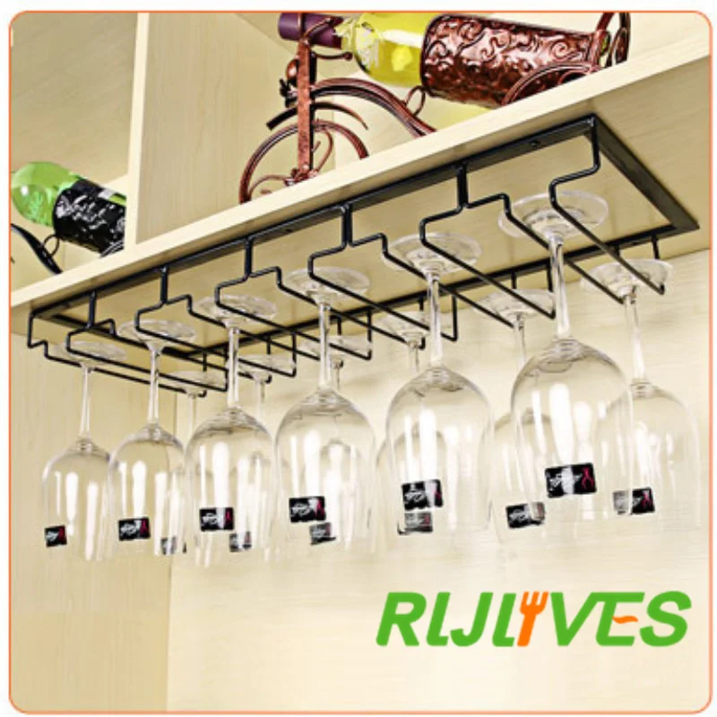 Support Verres à Pied 6/8 Places Acier Inox Sous Meuble - Étagère Suspendue Style Vague Bronze Antirouille