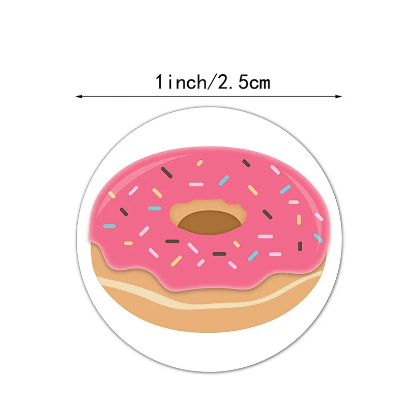 50 Stickers per wad Stylish Donut Stickers 8 Designs Delicious Looking  Handmade white labels stickers for Cake bread baking