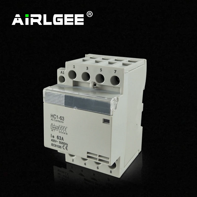 

HC1-63 100/120V 220/240V 50/60Hz Coil Voltage 63A 4 Pole 4NO Household Electric Power AC Contactor Block