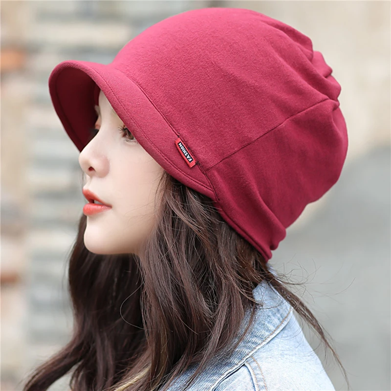 Women\'s Knitted Head Cap Ladies Fashion Outdoor Windproof Warm Thicken Hats  Solid Color Hat For Female New Autumn Winter Caps