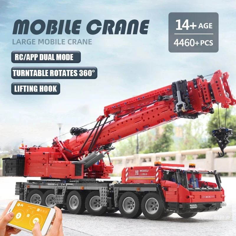 Mould King 17013 High-Tech APP RC Motorized GMK Mobile Crane Truck Model Building Blocks Assembly Brick Toys Kids Birthday Gifts